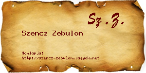 Szencz Zebulon névjegykártya